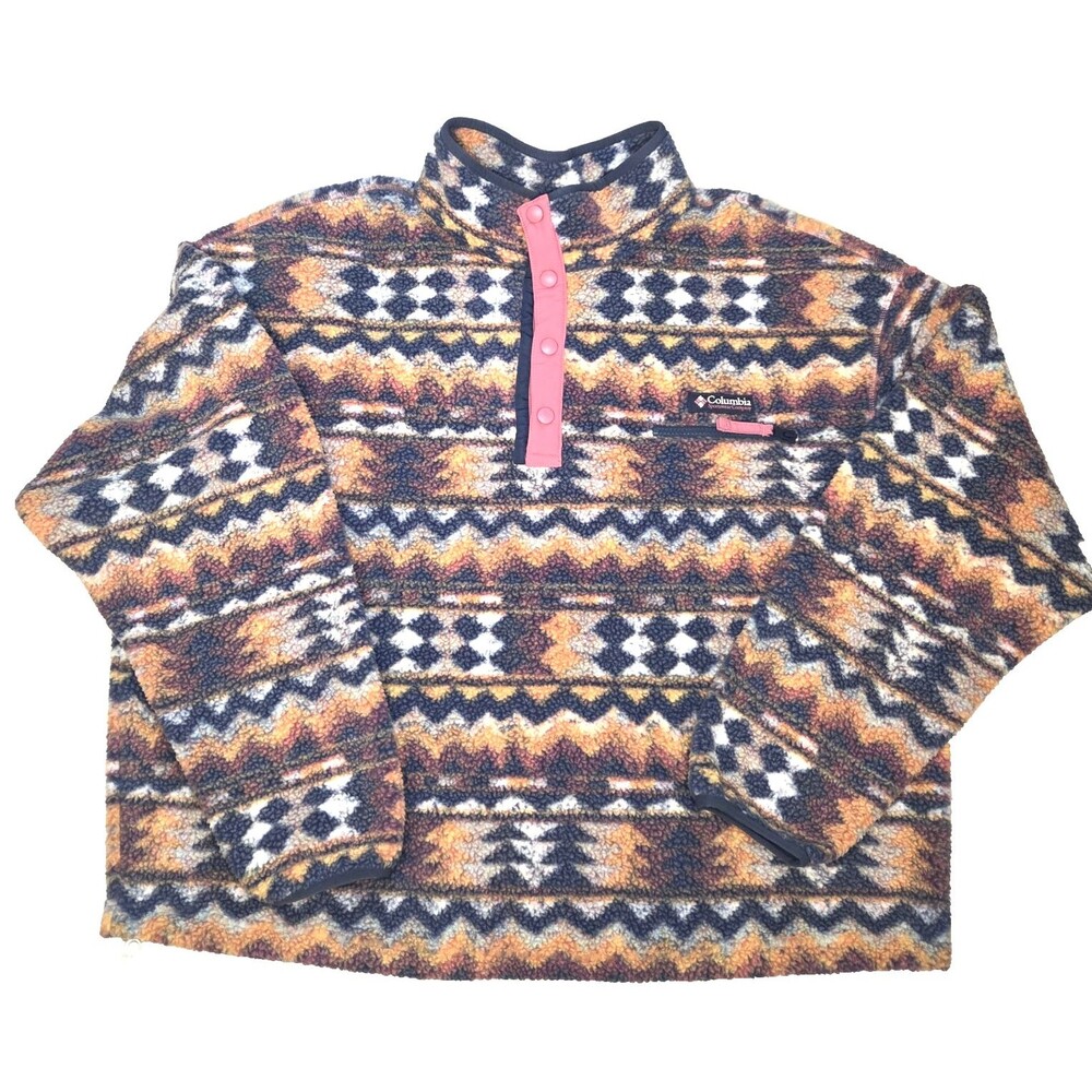 Columbia Women's Helvitia II Cropped Snap Fleece Jacket Pullover 2XL Southwest